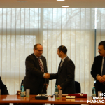 6 Professor Cezar Mihalcescu (Vice-Dean of the RAU’s School of Domestic and International Economy of Tourism) and Professor Levent Altinay shaking hands