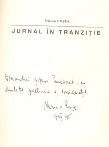 Mircea Cosea, Journal in transition, Dedication