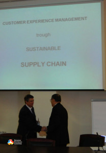 4. Professors Theodor Valentin Purcarea and Virgil Popa when handingreceiving Diploma of Special Merit